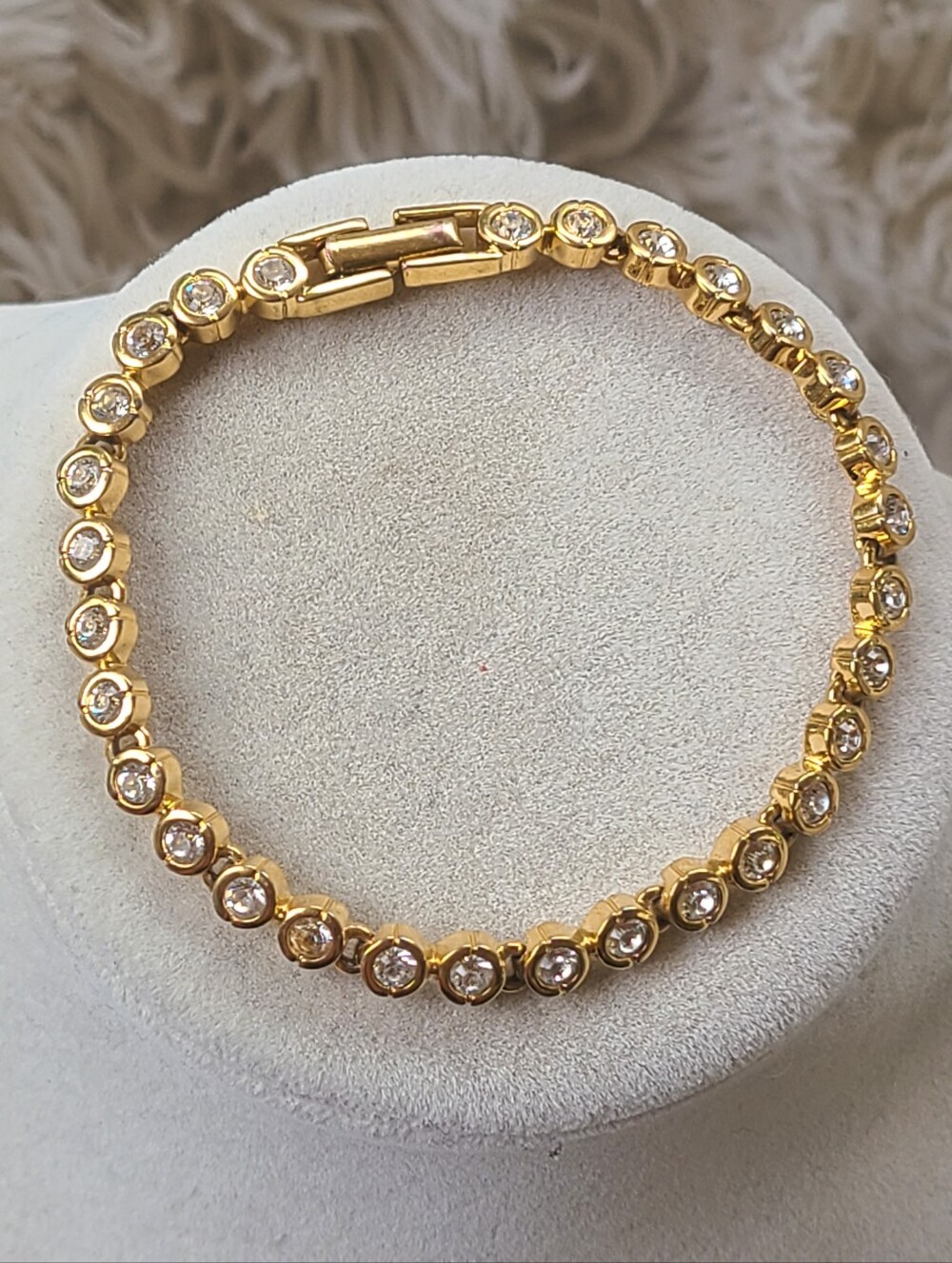 Swarovski Rhodium Plated Gold Toned  Tennis Bracelet- Good Condition